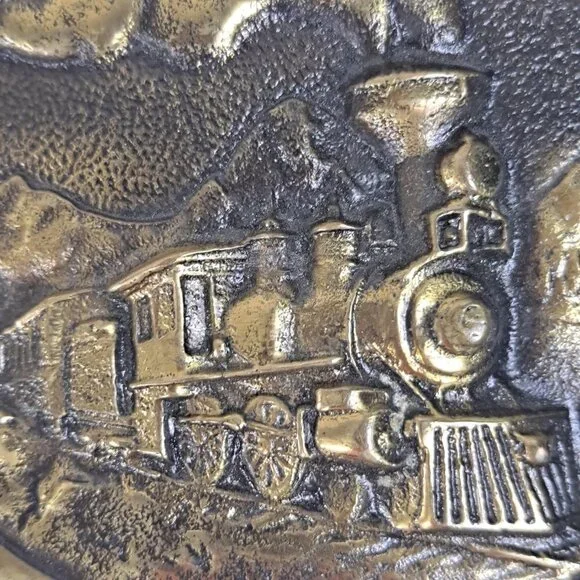 1977 Heritage Mint Registered Collection Steam Train Belt Buckle Solid Brass